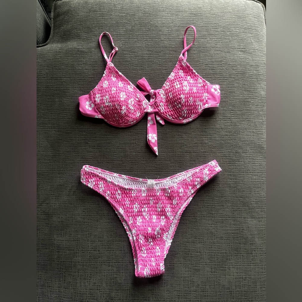 Pink Floral Two-Piece Bikini Set